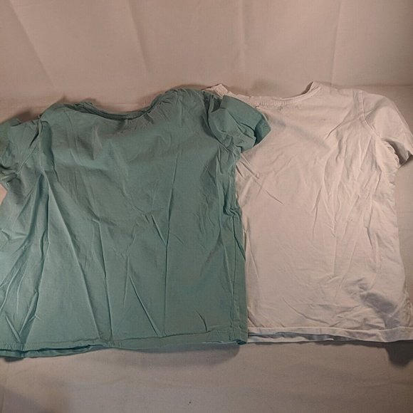 2 Zara T-Shirts Tops White Teal Blue Mint Green Pocket Detail Women's M Medium - Picture 11 of 16
